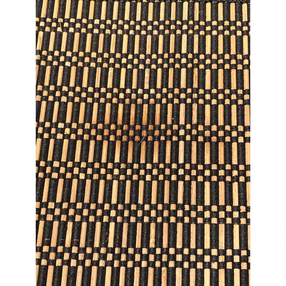 Set of 4 Woven Bamboo Placemats Tan Black Rectangular Table Mats 18.5x13